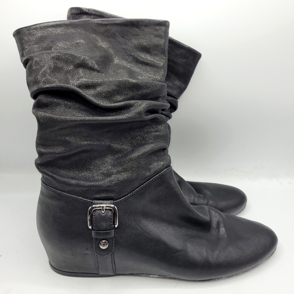Stuart Weitzman Wedge Black Boots Rugerio Size 9 - Picture 4 of 16